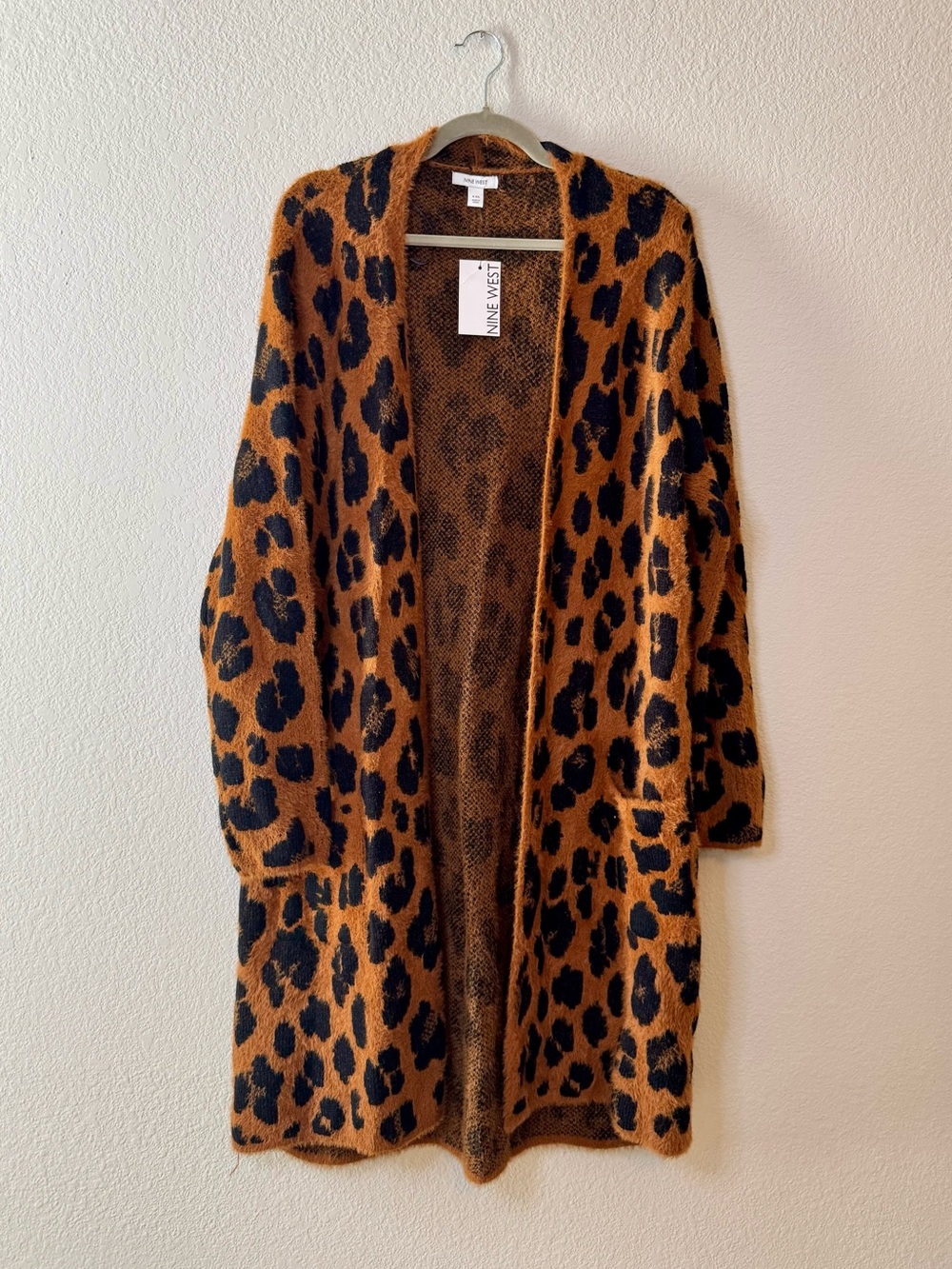Nine West Women’s Leopard Print Longline Cozy Knit Cardigan Sweater NEW Size XXL